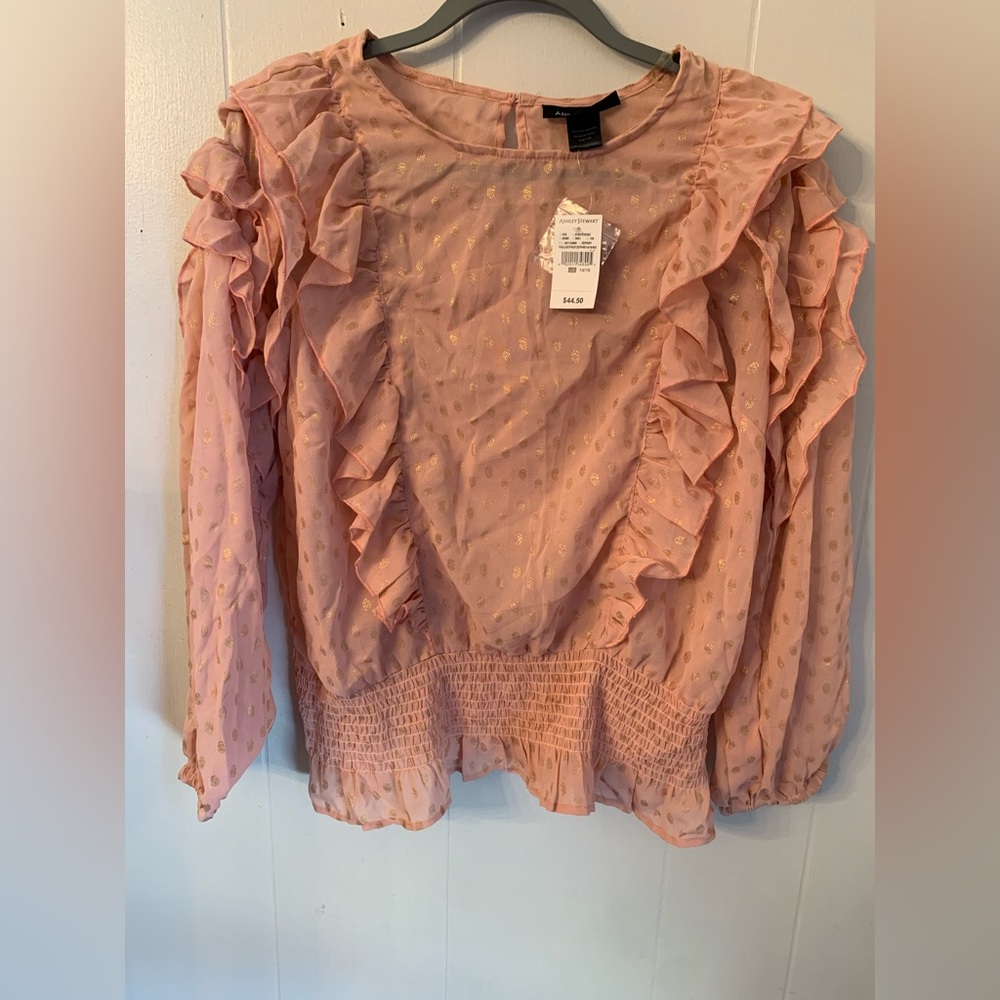Ashley Stewart gold polka dot top